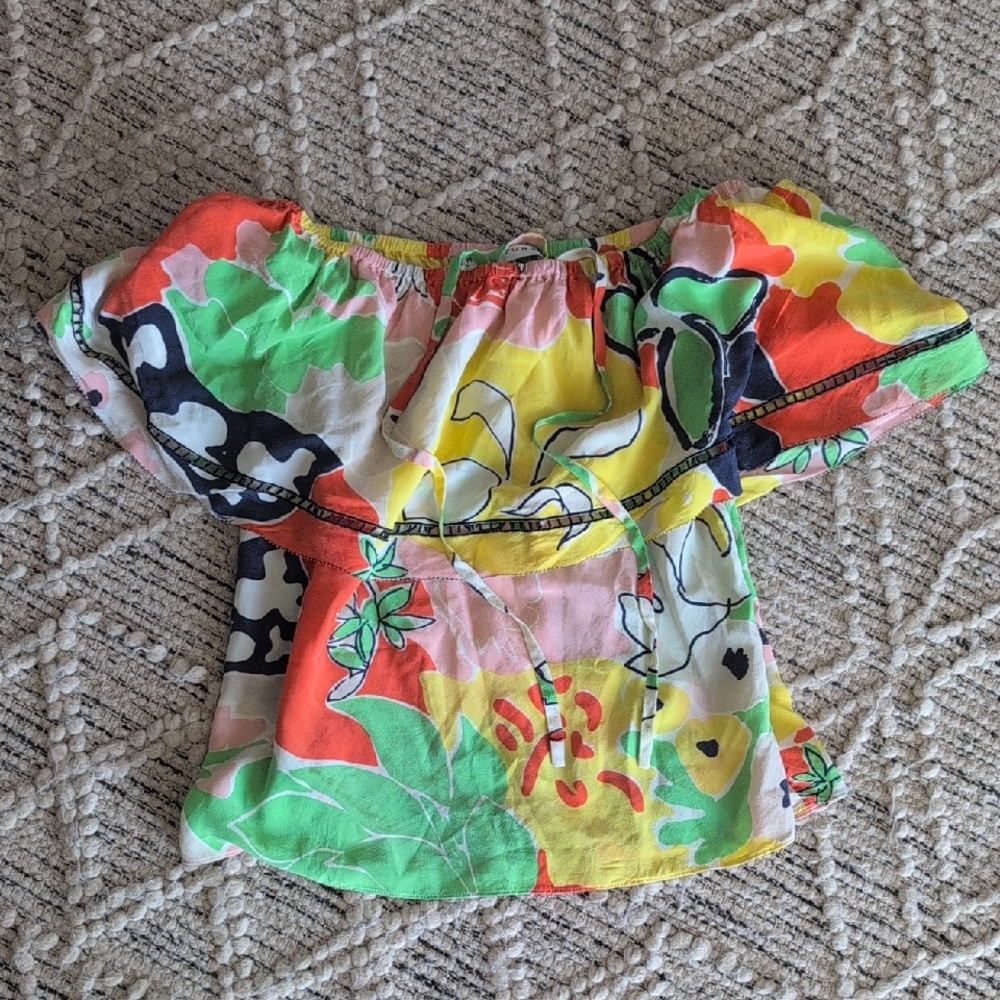 Trina Turk Small S Colorful Off-Shoulder Floral Top
